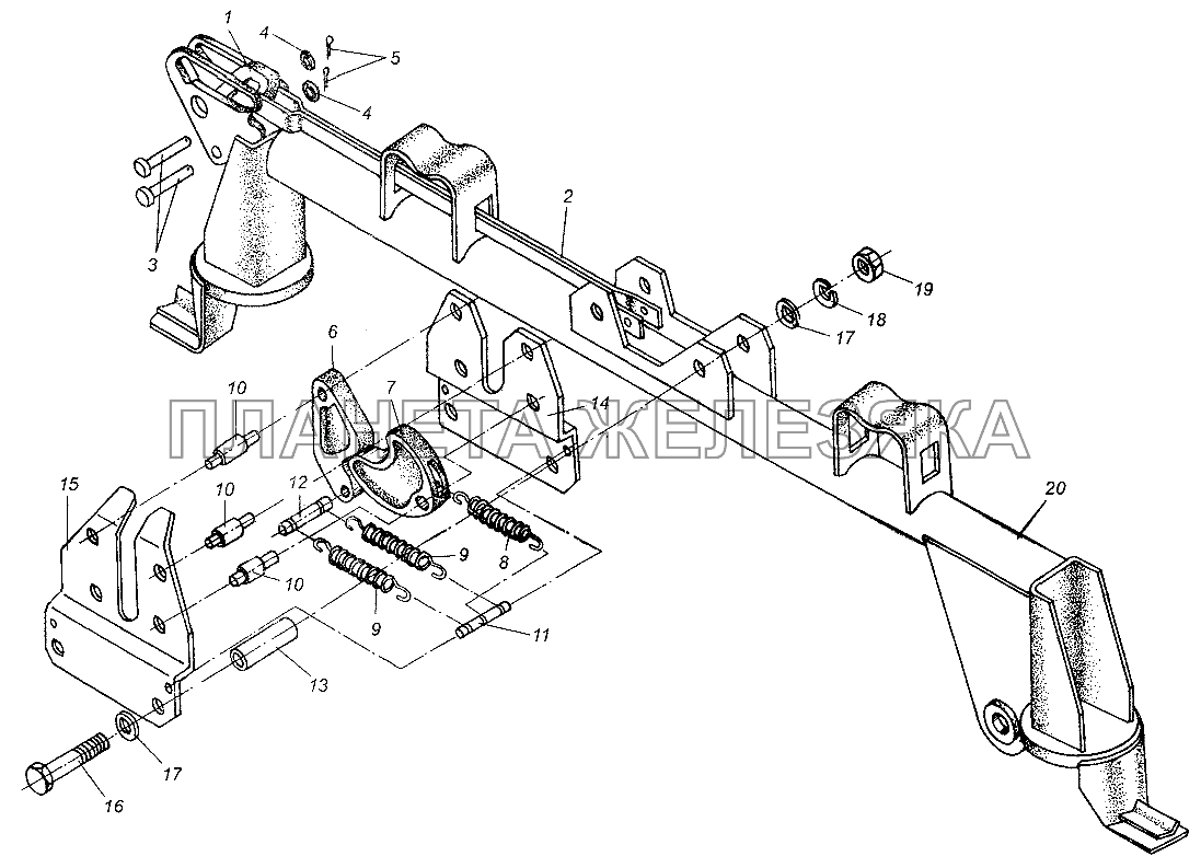 Запорный механизм кабины МАЗ-64226